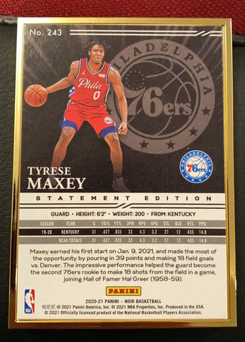 Tyrese Maxey RC 2020 Noir Gold Frame 8/11