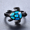Blue Fire Opal Turtle Ring
