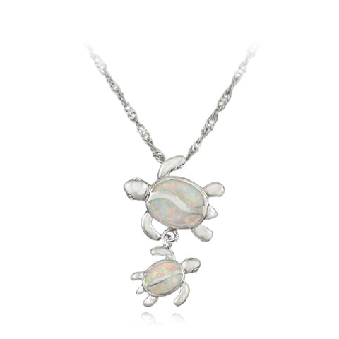 Turtle Opal Pendant Necklace