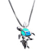 Opal & Silver Turtle Pendant Necklace