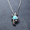 Opal & Silver Turtle Pendant Necklace
