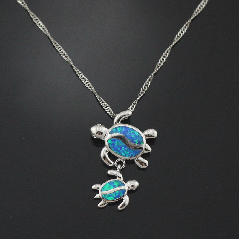 Turtle Opal Pendant Necklace