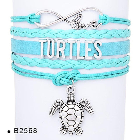 Leather Wrap Sea Turtle Rope Bracelet